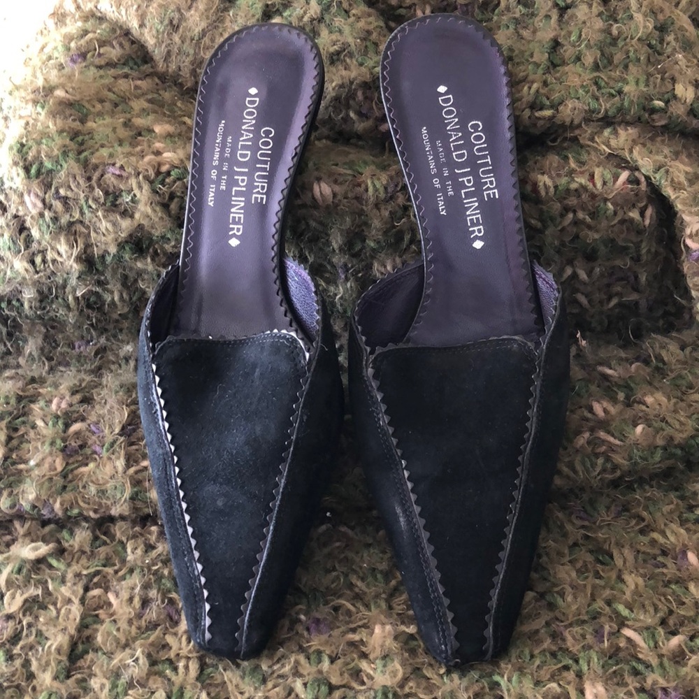 Donald Pliner Black Suede Mules
